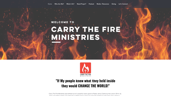 Screenshot of the Carry The Fire Ministries UK website