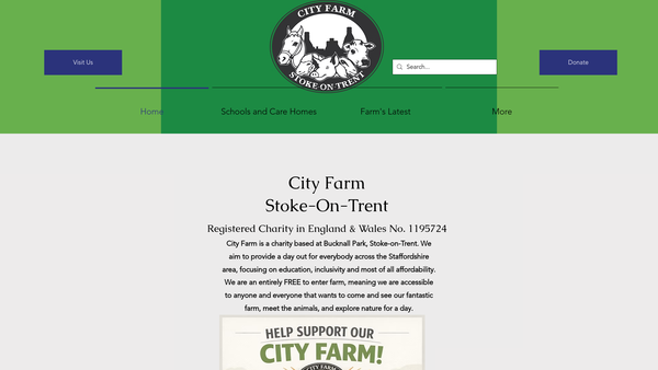 Screenshot of the City Farm (Stoke-On-Trent) website