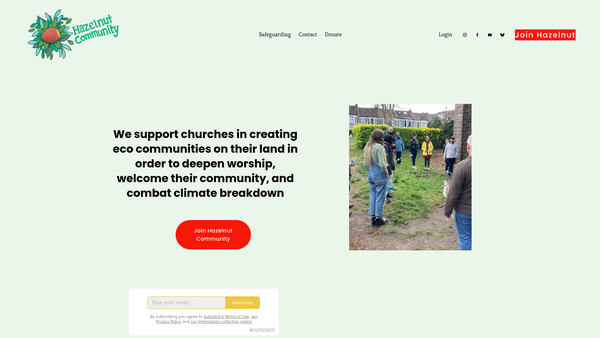 Screenshot of the Hazelnut Community Farm website