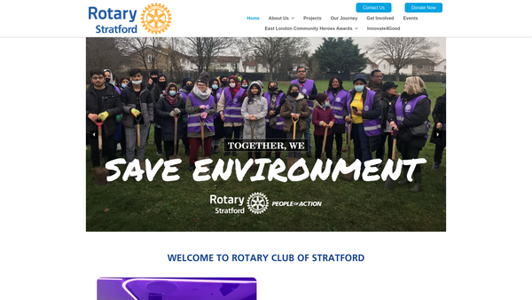 Screenshot of the Rotary Club Of Stratford CIO website