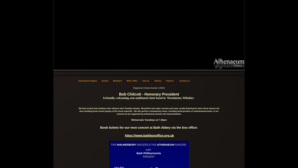 Screenshot of the The Athenaeum Singers website