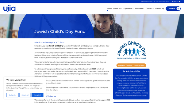 Screenshot of the Jewish Child's Day website