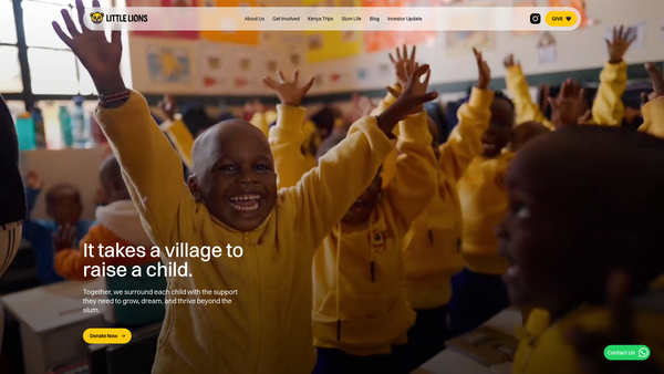 Screenshot of the Little Lions Kenya website