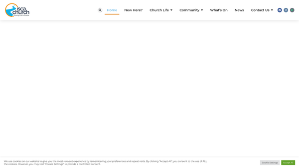 Screenshot of the Isca Church website