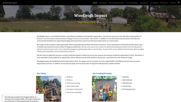 Screenshot of the Woodleigh Impact website