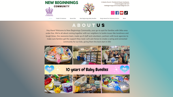 Screenshot of the New Beginnings Community website