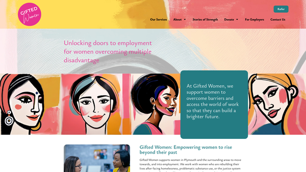 Screenshot of the Gifted Women website