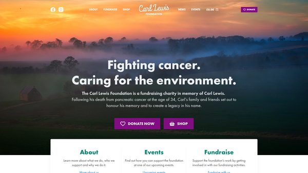 Screenshot of the The Carl Lewis Foundation website