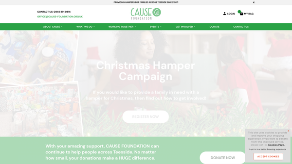 Screenshot of the Cause Foundation website