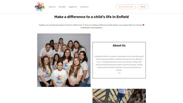 Screenshot of the Little Sparks Enfield website