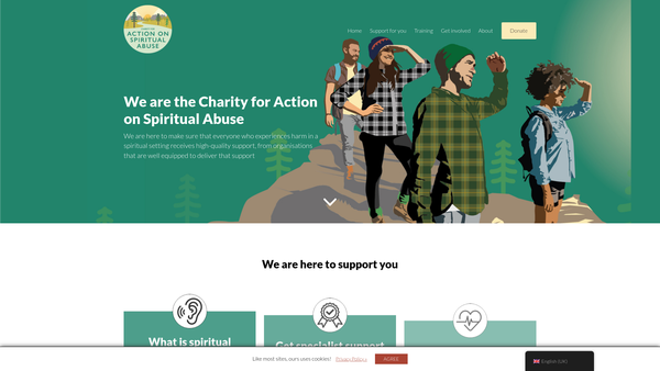 Screenshot of the Charity for Action on Spiritual Abuse website