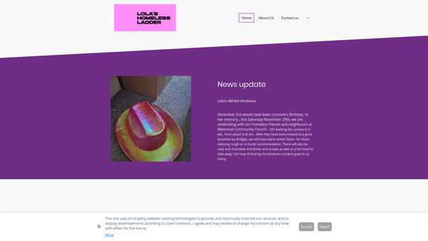 Screenshot of the Lola's Homeless Ladder website
