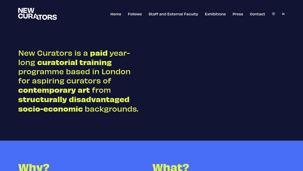 Screenshot of the New Curators website