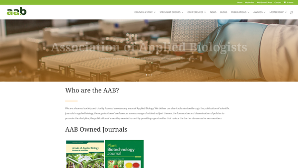 Screenshot of the The Association Of Applied Biologists website