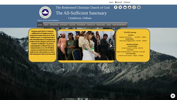 Screenshot of the The Redeemed Christian Church Of God The All-Sufficient Sanctuary website