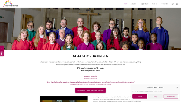 Screenshot of the Steel City Choristers website