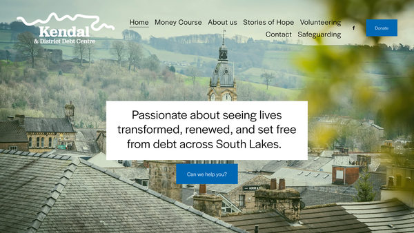 Screenshot of the Kendal And District Debt Centre website