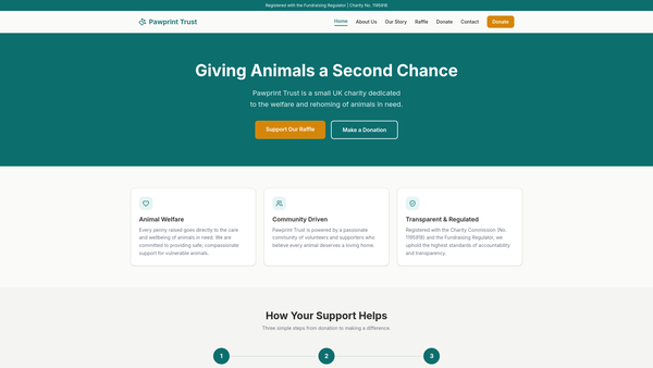 Screenshot of the Pawprint Trust website