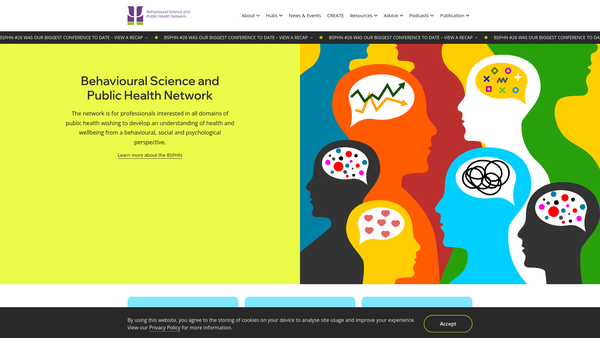 Screenshot of the Behavioural Science And Public Health Network website