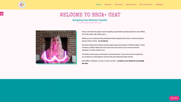 Screenshot of the Brca+ Chat website