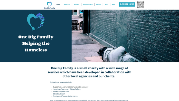 Screenshot of the One Big Family - Helping The Homeless website