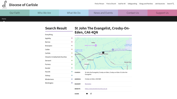 Screenshot of the Crosby-On-Eden Parochial Church Council website