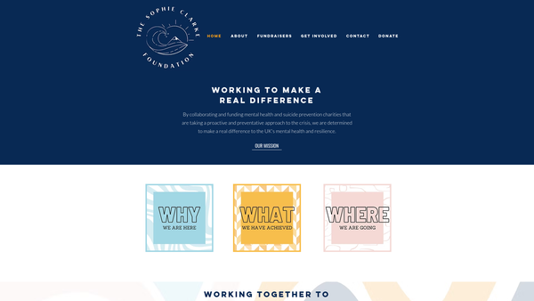 Screenshot of the The Sophie Clarke Foundation website
