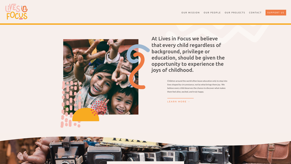Screenshot of the Lives In Focus website
