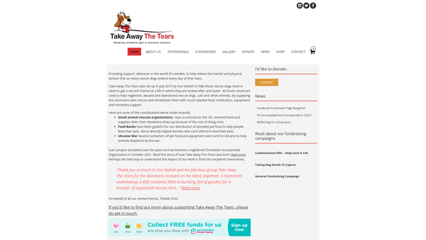 Screenshot of the Take Away The Tears CIO website