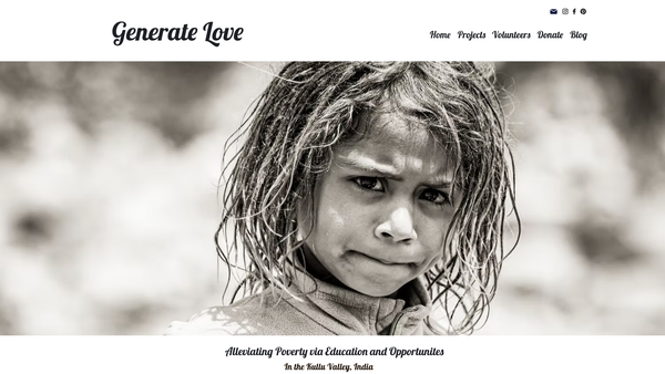 Screenshot of the Generate Love website