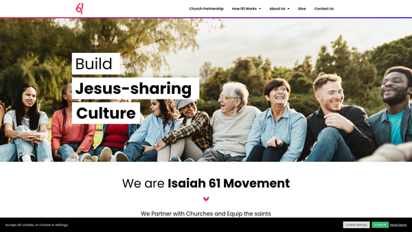 Screenshot of the Isaiah61movement website
