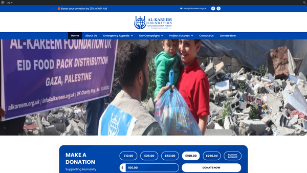 Screenshot of the Al-Kareem Foundation website