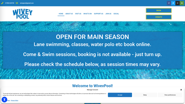 Screenshot of the Wiveypool website