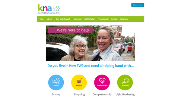 Screenshot of the Kew Neighbourhood Association website