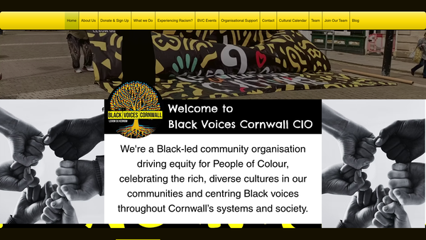 Screenshot of the Black Voices Cornwall website