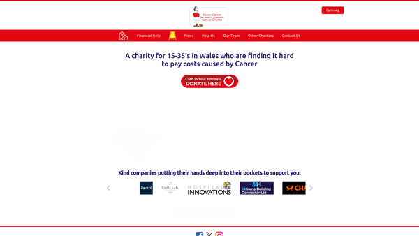 Screenshot of the Sir Gareth Edwards Cancer Charity website