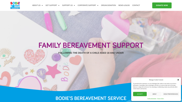 Screenshot of the The Bodie Hodges Foundation website