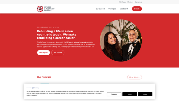 Screenshot of the The Refugee Employment Network website