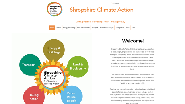 Screenshot of the Shropshire Climate Action website