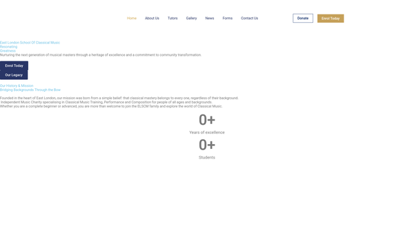 Screenshot of the East London School Of Classical Music website