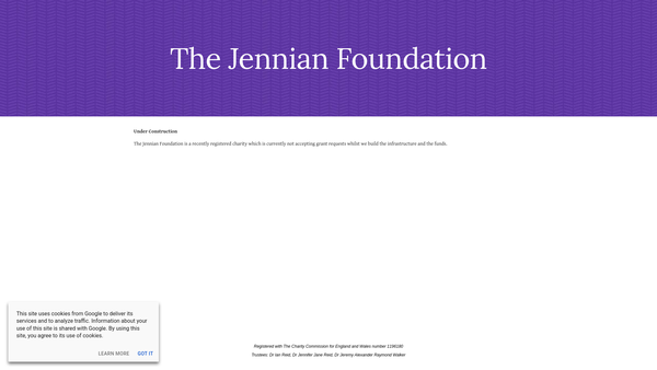 Screenshot of the The Jennian Foundation website