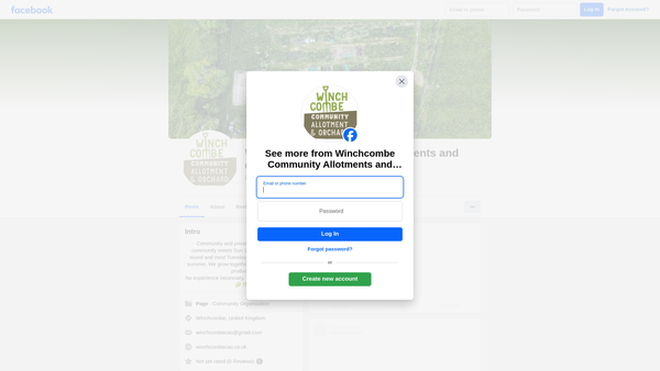 Screenshot of the Winchcombe Community Allotments And Orchard website
