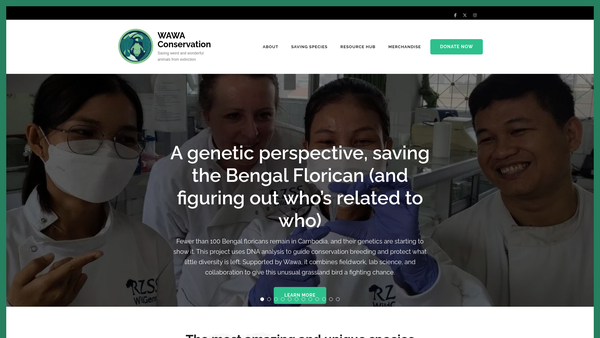 Screenshot of the Weird And Wonderful Animal Conservation website