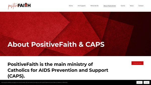 Screenshot of the Catholics For AIDS Prevention And Support (Caps) CIO website