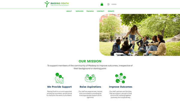 Screenshot of the Raising Youth CIO website