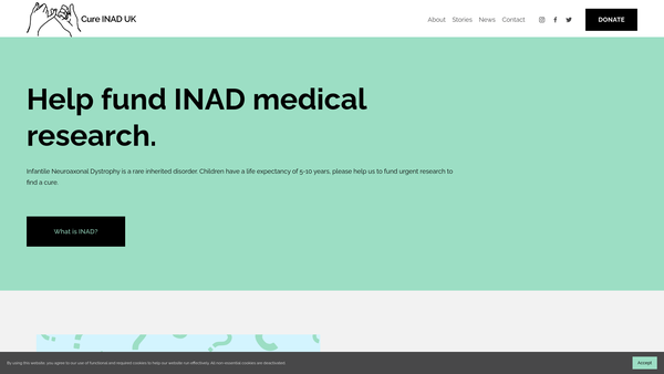 Screenshot of the Cure Inad UK website