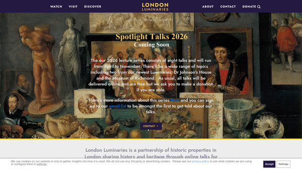 Screenshot of the The London Luminaries website