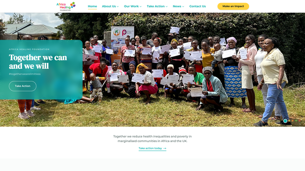 Screenshot of the Africa Healing Foundation website