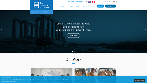 Screenshot of the The Hellenic Initiative (UK) website