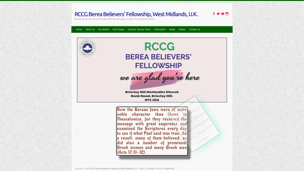Screenshot of the The Redeemed Christian Church Of God Berea Believers' Fellowship West Midlands website